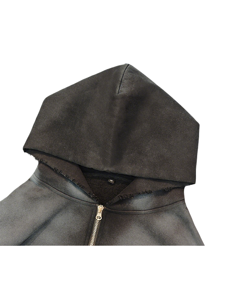 ODMOEM 卸売アシッドウォッシュカスタムプリントロゴメンズパーカー