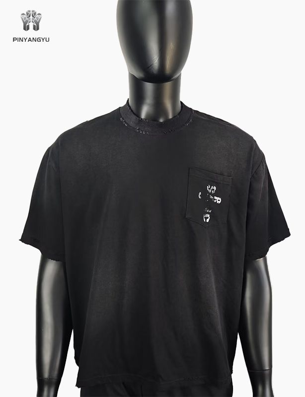 メンズTシャツ オーバーサイズ 無地Tシャツ アシッドウォッシュ ヘビーウェイト サンフェードウォッシュ ボックス型 クロップド丈 ダメージ加工 ヴィンテージTシャツ メンズ