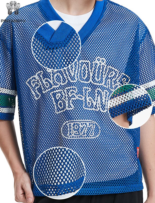 カスタムマクロメッシュTシャツ、通気性のある大穴メッシュTシャツ、スポーツ&amp;夏用