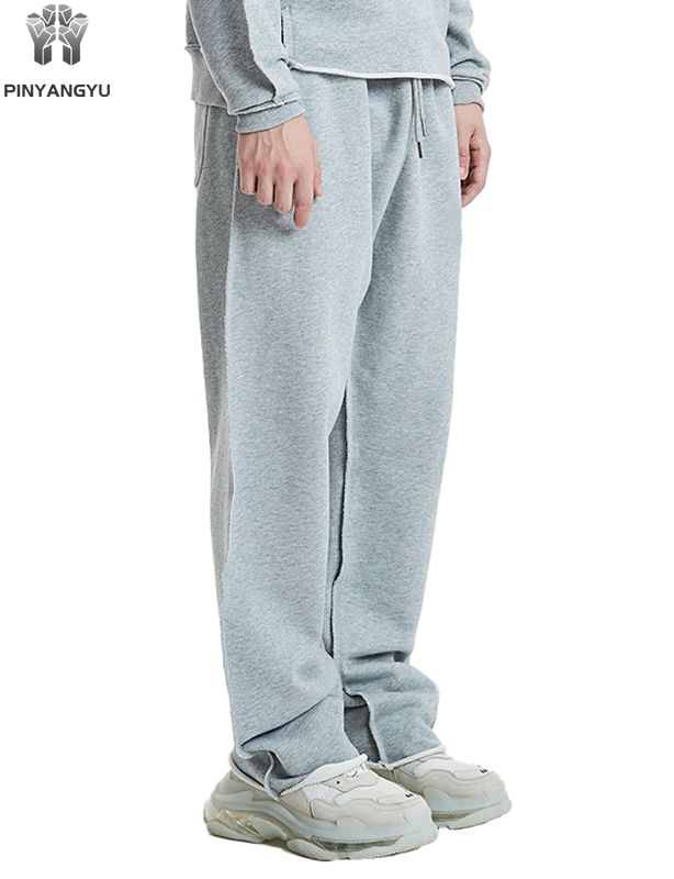 ワイドレッグヒップホップカスタムプリントロゴメンズウェアルーズスウェットパンツフレンチテリーバギーパンツ男性用