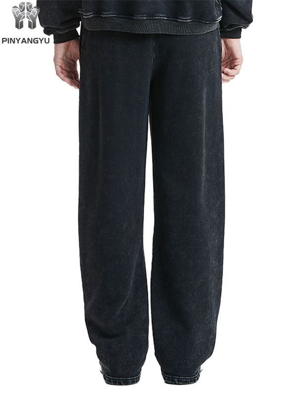 Acidwash フレンチ テリー​​ コットン スウェットパンツ カスタム ロゴ オーバーサイズ バギー ワイドレッグ
