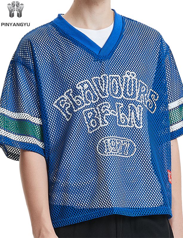 カスタムマクロメッシュTシャツ、通気性のある大穴メッシュTシャツ、スポーツ&amp;夏用