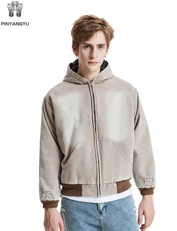 ダメージ加工リネンパーカー ダメージ加工リネンパーカー